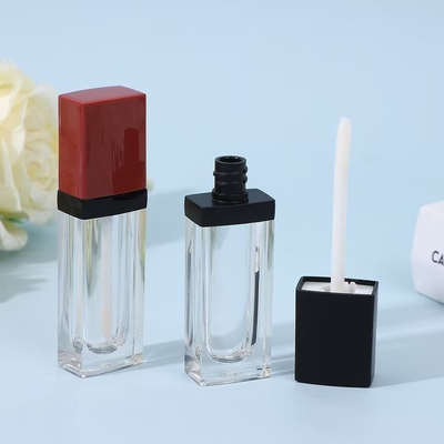 3.5ml مربع البلاستيك أنبوب زجاج الشفاه مع فرشاة، يمكن تخصيص اللون