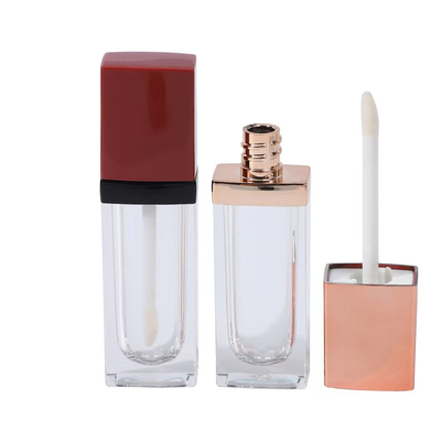 3.5ml مربع البلاستيك أنبوب زجاج الشفاه مع فرشاة، يمكن تخصيص اللون