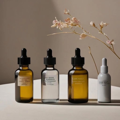 زجاجة زيت أساسي من النحاس الصناعي مع رأس قطرة بلاستيكية ونقرة زجاجية 5ml 10ml 30ml 50ml 100ml