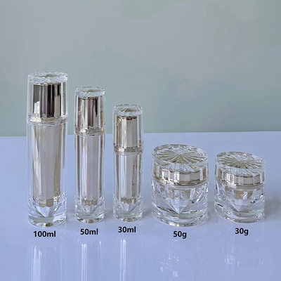 زجاجة إكريليك بلا هواء 30G 50G 30ML 50ML 100ML لملح التجميل مع مضخة اللوشن الألومنيوم أو رشة الضباب