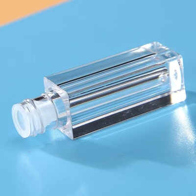 أنبوب البلاستيكي لمعان الشفاه 1.2ML مربع فارغ التعبئة والعلبة قبعة فرشاة سوداء مع جسم أنبوب واضح