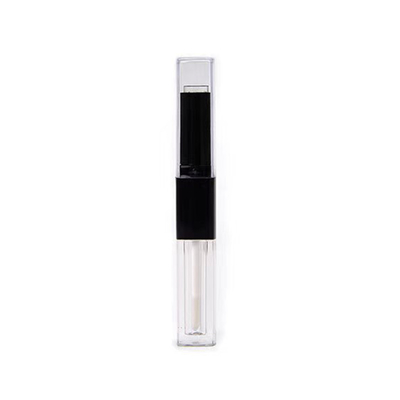 1.2ml و 2.5ml بلاستيك مربع ضئيل الشفاه مضيئة أنبوب الرؤوس المزدوجة مع الألوان المخصصة