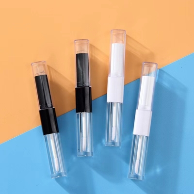 1.2ml و 2.5ml بلاستيك مربع ضئيل الشفاه مضيئة أنبوب الرؤوس المزدوجة مع الألوان المخصصة