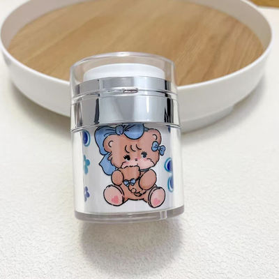 عبوة فارغة بجرار بدون هواء مع كتف فضي لإخلاء المنتج بنسبة 100% في كريم الوجه وكريم العين