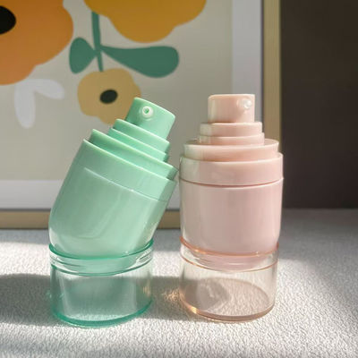 زجاجة بلا هواء من البلاستيك مع رأس رش المكسرات أو رأس مضخة المستحضرات والطباعة الحريرية