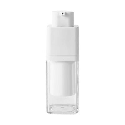 بيع بالجملة شكل مربع 15ml 30ml 50ml زجاجة مضخة بدون هواء مع مضخة قفل دوارية لمنتجات العناية بالبشرة